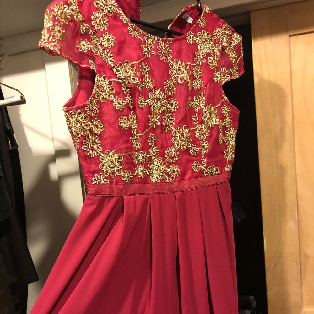 Beautiful embroidery designed red dress